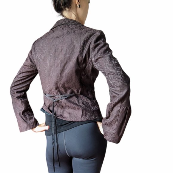 Tristan & Iseut vintage brown brocade jacket with bell sleeves - Picture 6 of 14